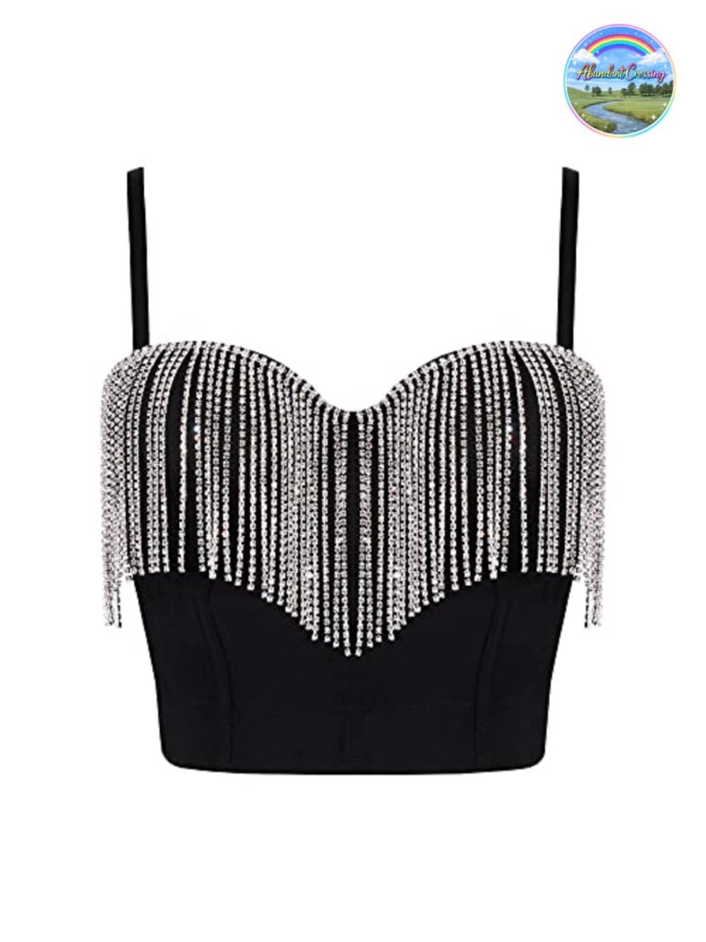 Sequin Tassel Crop Top Spaghetti Strap Sleeveless Bustier